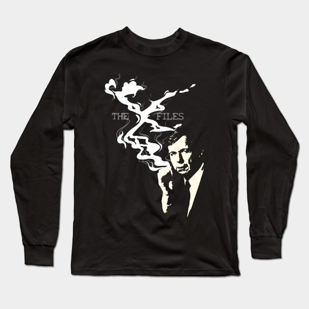 the cigarette smoking man Long Sleeve T-Shirt by wet_chicken_lip